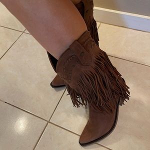 Like New, Liberty Black fringe cowboy boots. Says size11, fits more like 9 1/2.